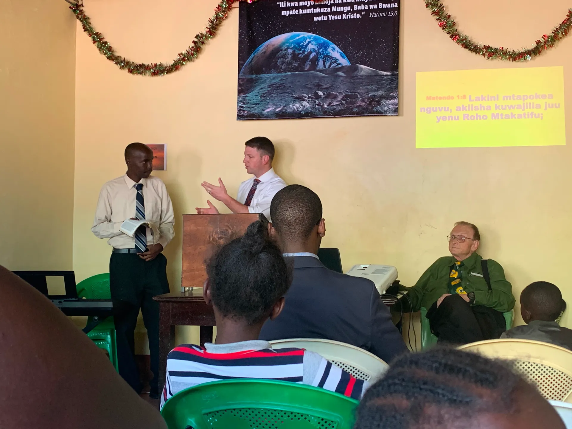 Evangelist Paul Rains preaching with an interpreter